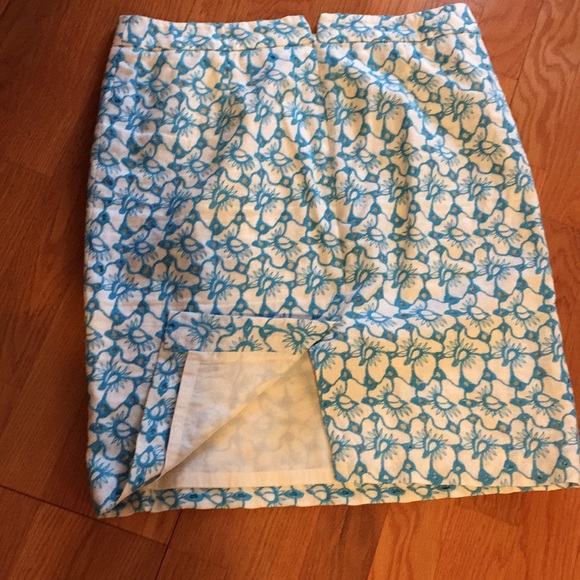 Talbots Sz8 Petite Teal/White Linen Skirt - Picture 4 of 4
